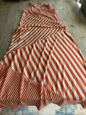 Magic Orange and White Diagonal Stripe Maxi Skirt